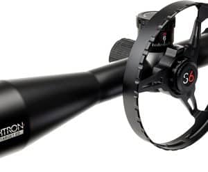 Black spotting scope mounted on a circular ring mount, with the eyepiece at the rear and the Sightron logo visible on the objective end