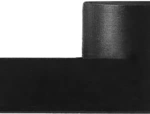 Black L-shaped metal bar with a rounded cylindrical end on the right side.