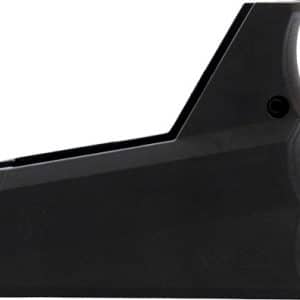 Side view of a black plastic handheld tool with a curved ergonomic grip and angled top edge.