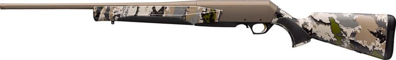 Long-barreled shotgun in desert camouflage, with camo-patterned stock and forend.