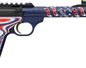 Semi-automatic handgun with patriotic red, white, and blue star pattern on the grip and slide.