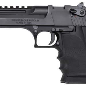 Left-profile view of a black Desert Eagle pistol showing .357 MAG and Desert Eagle Pistol markings on the slide