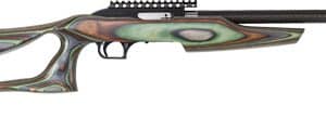 Decorative rifle with a colorful marbled stock and metal barrel, shown in profile.