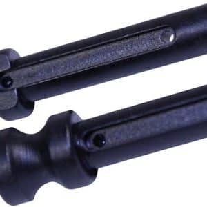 Pair of black plastic lever-like handles with rounded bases and long shafts, each with a small hole along the side of the rod.