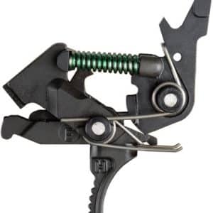 Pistol-grip crimping/clamping tool with a metal spring and multiple pivoting levers, shown in side view.