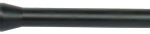 Long black handheld microphone with a matte finish and a small logo near the base, lying horizontally.