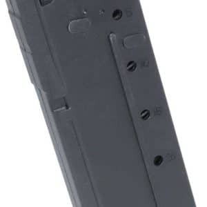 Black pistol magazine with numbered round-count indicators (5, 10, 15, 20, 25) and a curved base plate