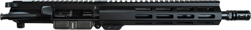 Black AR-style rifle upper receiver with a long, ventilated free-floating handguard and Picatinny rail along the top