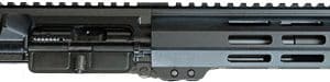 AR-style rifle upper receiver with quad-rail handguard and muzzle device