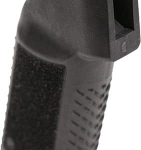 Ergonomic black textured grip accessory with a contoured palm surface and top opening, likely for a handgun or tool
