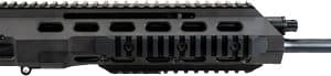 AR-style firearm upper receiver with a quad-rail handguard and long barrel (tactical rifle component).