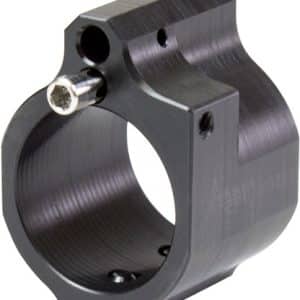 Black metal scope ring clamp with mounting screw, designed to secure a cylindrical optic to a rifle rail.