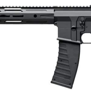 Side-profile of a KRISS DMK 22 rifle with a long quad-rail handguard and 30-round polymer magazine