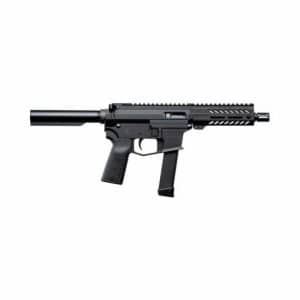 Black tactical rifle with suppressor and rail fore-end, shown against a white background.