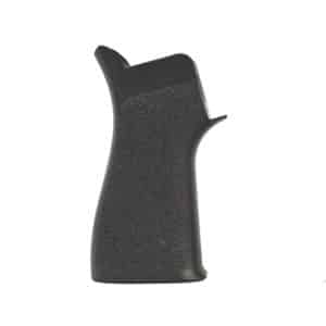 Black textured pistol grip for a rifle accessory, isolated on white background
