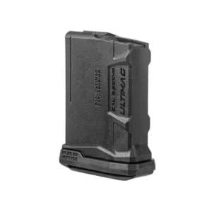 Black pistol magazine with a wide baseplate, designed to feed rounds into a semi-automatic handgun (magazine for firearms).