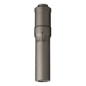 Nosler SR-22 Alt rifle suppressor, a gray cylindrical silencer.
