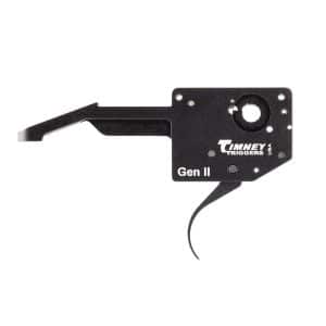 Timney Triggers Gen II firearm trigger assembly with mounting plate and curved lever