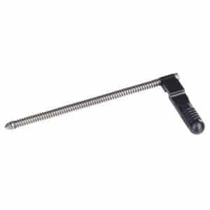 Flexible screwdriver extension with a coiled metal shaft and a black handle at the end, designed to reach tight spaces