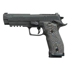 Side view of a SIG Sauer P226 X-Five semi-automatic pistol with a textured patterned grip