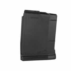 Black detachable pistol magazine standing upright on a white background