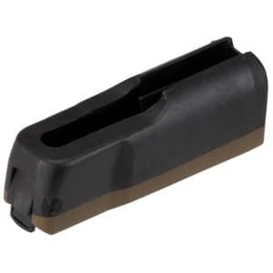 Black plastic two-slot magazine-like component with a brown base; likely a storage or insert piece for a tool or firearm accessory (informative use).