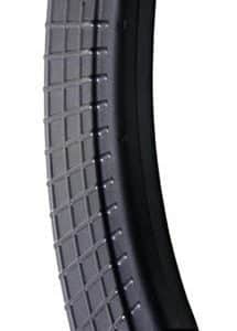 Black curved rifle magazine with ribbed exterior
