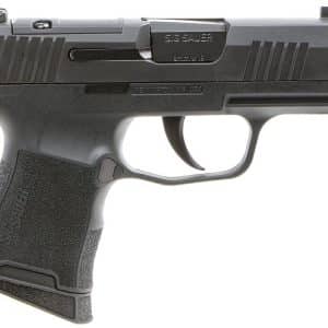 Black semi-automatic handgun shown in profile, exposing grip, trigger guard, slide and branding on the slide.