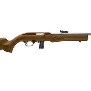 Brown bolt-action rifle with a long black barrel and detachable box magazine