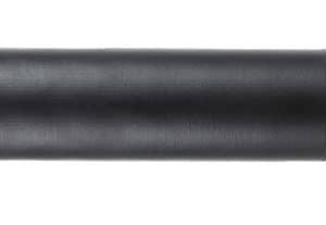 Black cylindrical firearm suppressor (silencer) shown horizontally with a threaded end cap on the right side