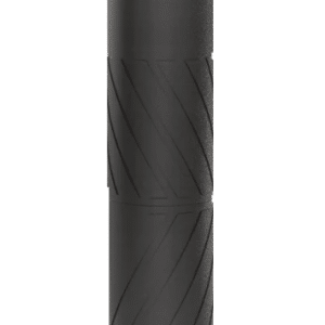 Long black cylindrical power tool accessory with diagonal spiral grooves and a hex end for attachment