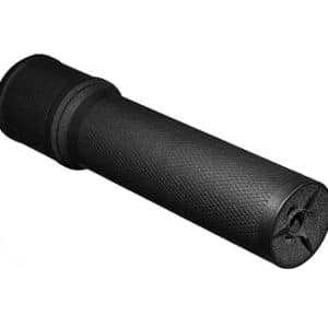 Black rubber handlebar grip with knurled texture and closed end, likely for a bicycle or motorcycle throttle control