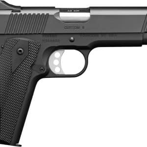 Left-side view of a Kimber Custom II semi-automatic pistol with a textured grip and distinct slide serrations.