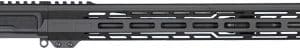 AR-pattern rifle upper with a long black modular handguard featuring Picatinny/M-LOK rails and a muzzle device.