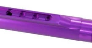 Purple anodized gun barrel with vent holes along its length and a threaded muzzle end.