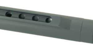Gray gun accessory with multiple round ventilation holes along its length.