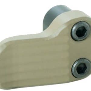 Beige plastic roller bracket with a metal axle and two exposed hex screws