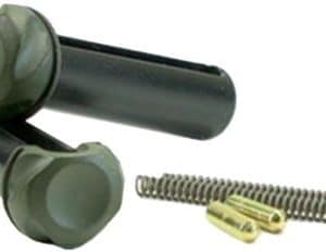 Set of two black-green rubber bumper stoppers with a metal coiled spring and small brass fastener accessoriese