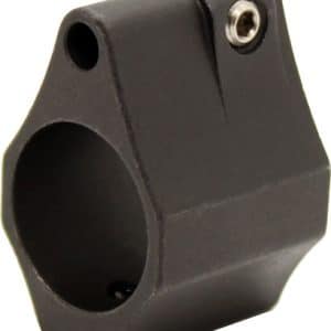 Black metal clamp with a circular hole for a round bar and a small screw on top.