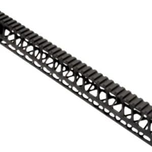 Long black Picatinny rail segment with multiple mounting slots for firearm accessories.