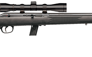 Bolt-action rifle with a mounted scope viewed from the side.