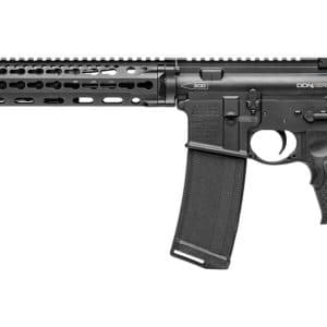 Black AR-15 style rifle with a quad-rail handguard, detachable box magazine, vertical foregrip, and adjustable stock (DDM4ISR).