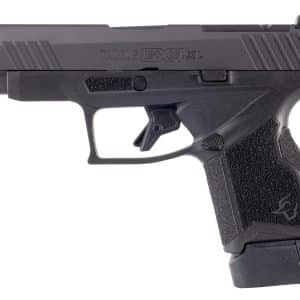 Close-up side view of a black Taurus GX4 XL semi-automatic pistol, focusing on the slide and trigger guard.
