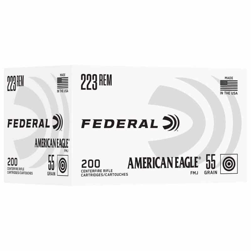 Federal American Eagle Rifle Ammunition .223 Rem 55gr FMJ 3240 fps 200/ct