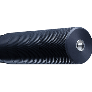 Blue textured foam roller lying horizontally for muscle massage and self-myofascial release