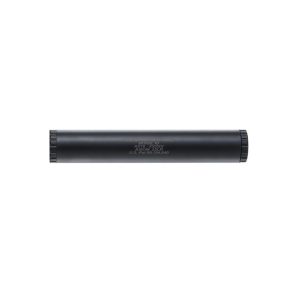 Long black metal cylinder with knurled ends, lying horizontally on a white background.