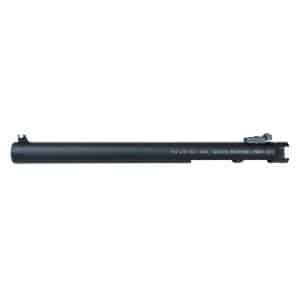 Black rifle barrel with front sight and rear sight, labeled Pac-Lite TSS 22LR Tactical Solutions Boise, ID.