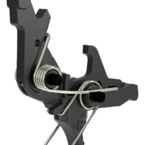 Close-up of a black metal clamp-like tool with curved jaws and two coil springs, a compact holding device.