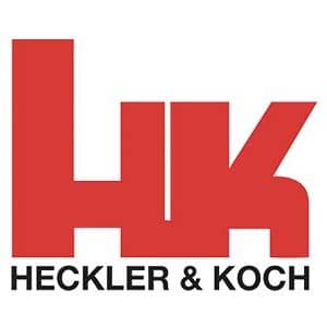 Heckler & Koch logo: red HK initials with 'HECKLER & KOCH' text below.