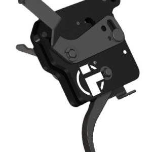 3D render of a black bicycle rear derailleur with mounting bolts and curved derailleur arm, shown from an angled perspective.
